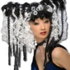 Gothic Lockenperücke Schwarz/Weiß -FaschingFreude Verkäufe 16207 Gothic Lockenperuecke schwarz weiss