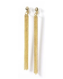 70´s Disco Goldkettchen Ohrringe -FaschingFreude Verkäufe 70er jahre disco fransen ohrringe als kostuemschmuck 70ies gold chain earrings 38890 02