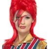 Neonrote 70er Jahre Stardust Perücke -FaschingFreude Verkäufe 70er jahre stardust peruecke popstar peruecke faschingsperuecke karnevals peruecke 27837