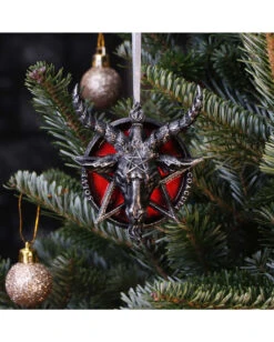 Baphomet Christbaumkugel 9,5cm -FaschingFreude Verkäufe baphomet weihnachtskugel baphomet christbaumkugel baphomet hanging ornament gothic schmuck 51108 06