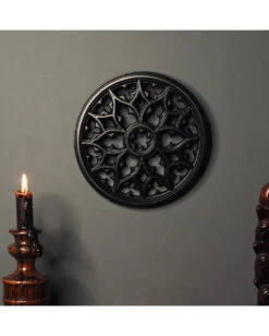Schwarzes Viktorianisches Gothic Fenster 19cm Ø -FaschingFreude Verkäufe black viktor gothic window schwarzes viktorianisches wandrelief gothic wohnaccessoire gothic deko 54853 03