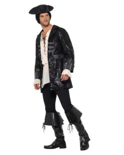 Schwarze Buccaneer Piraten Kostüm-Jacke -FaschingFreude Verkäufe buccaneer piraten kostuem jacke schwarz seeraeuber kostuem zubehoer piratenjacke fasching 35794 3