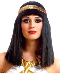 Cleopatra Perücke Mit Pailletten-Stirnband