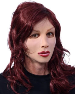 Frauen Latex-Maske Mit Langhaarperücke 8 Frauen Latex-Maske Mit Langhaarperücke -FaschingFreude Verkäufe cross dresser frauen maske mit langen roten haaren weibliche puppen maske lady boy mask 26370 03