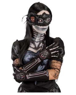 Tag Der Toten Sugar Skull Handschuhe