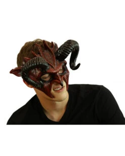 Teuflische Dämonen Maske Mit Hörner -FaschingFreude Verkäufe diabolische teufels maske mit hoerner diabolical devil mask with horns 50447 02