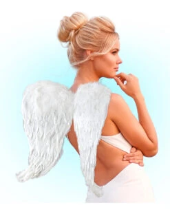 Weiße Engelsflügel Mit Federn 51x46cm -FaschingFreude Verkäufe engelsfluegel mit weissen federn white angel wings kostuemfluegel und zuebehoer 52424 4