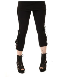Schwarze 3/4 Leggings Eve -FaschingFreude Verkäufe eve leggings gothic leggings mit schleifen 660671 2