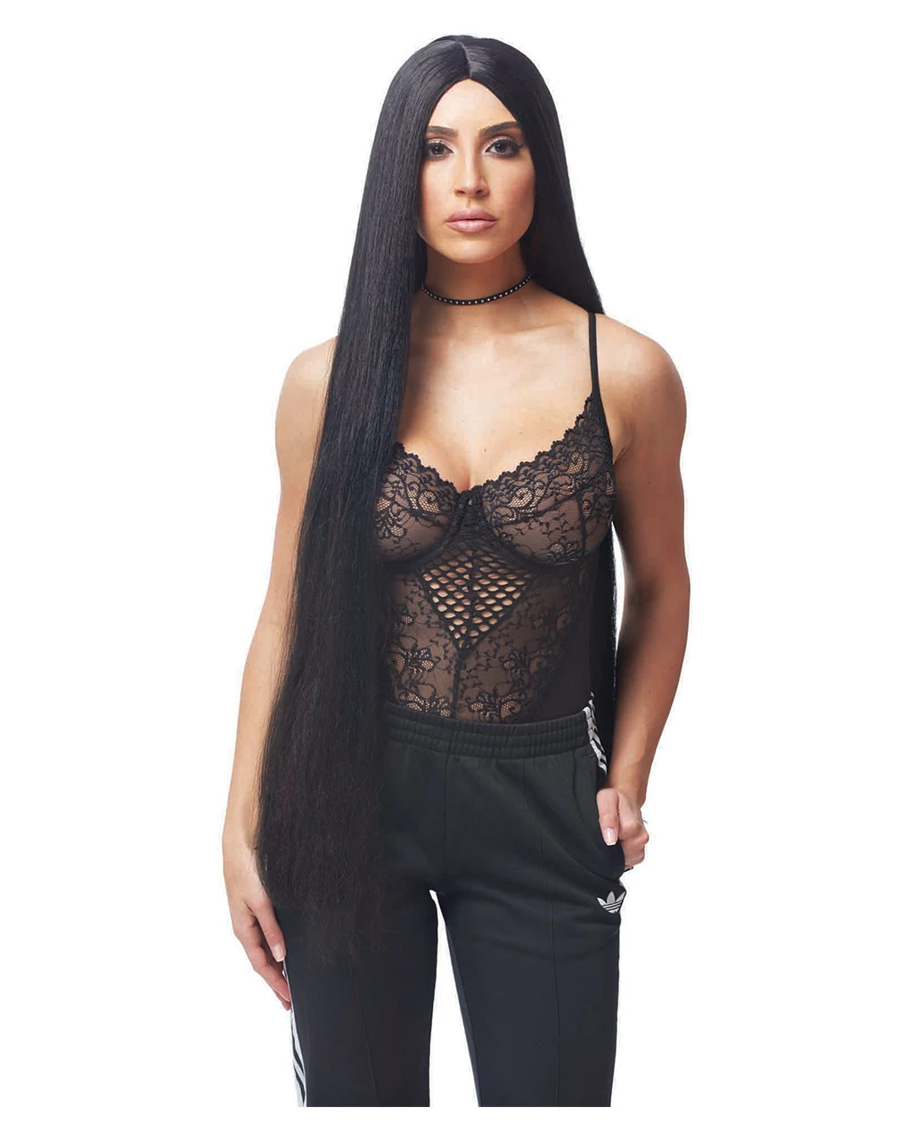 Schwarze Perücke Kim Extra Lang 3 Schwarze Perücke Kim Extra Lang