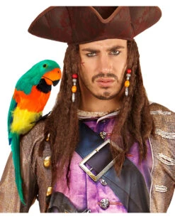 Papagei Mit Grünen & Orangen Federn -FaschingFreude Verkäufe gefiederter papagei gruen orange piraten papagei piraten kostuemzubehoer feathered parrot 17141 002