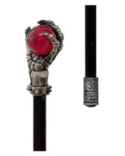 Gehstock Mit Knochenhand & Roter Glaskugel