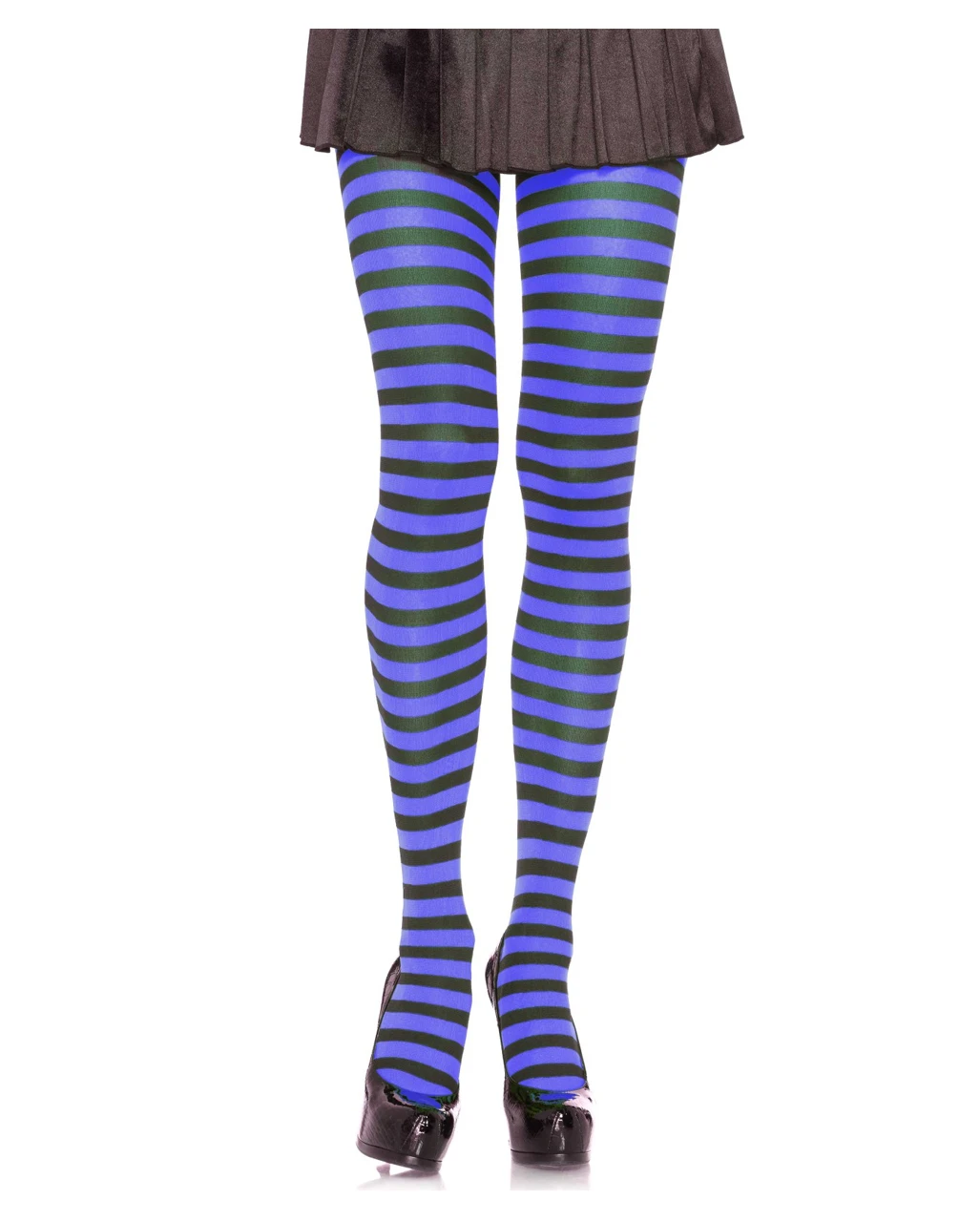 Schwarz & Royal Blau Gestreifte Strumpfhose 3 Schwarz & Royal Blau Gestreifte Strumpfhose