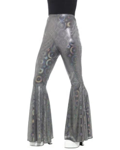 Silbern Glänzende Damen Schlaghose