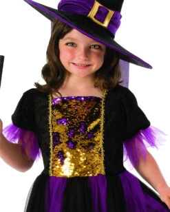 Magic Glitter Hexe Kinderkostüm -FaschingFreude Verkäufe glitter hexe mit pailletten kinderkostuem halloween kostuem fuer kinder halloween witch kids costume 50321 2