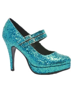 FaschingFreude Verkäufe 11 Glitzernde Mary Janes Pumps Blau