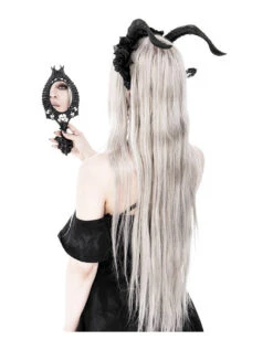 Gothic Handspiegel Mit Hörner & Pentagramm -FaschingFreude Verkäufe gothic handspiegel mit baphomet hoerner goathic hand mirror with baphomet horns gothic deko 50591 04