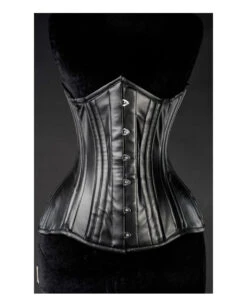 Gothic Vollbrustkorsett Schwarz Aus Kunstleder