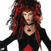 Schwarz-rote Gothic Vamp Perücke
