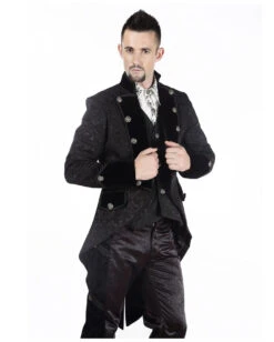 Brokat Herren Gehrock Schwarz -FaschingFreude Verkäufe gothic herren gehrock schwarz gothic brokat mantel gothic fashion 660703 02
