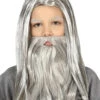 Kinder Perücke Mit Bart Grau -FaschingFreude Verkäufe graue peruecke mit bart fuer kinder grey children wig with beard halloween zauberer peruecke kinder 53348