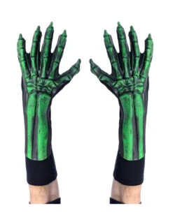 Grüne Skelett Handschuhe UV Aktiv