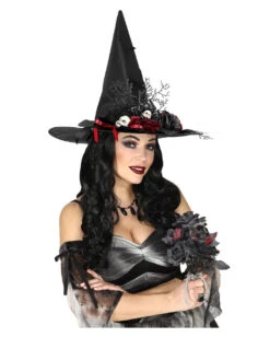 Hexenhut Mit Rosen & Puppenköpfen -FaschingFreude Verkäufe hexenhut mit fledermaeusen und puppenkoepfe witch hat with bats roses and doll heads 39145 04