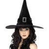 Klassischer Hexenhut Mit Brosche -FaschingFreude Verkäufe hexenhut mit silberschnalle schwarzer hexenhut mit brosche halloween witch hat 24353