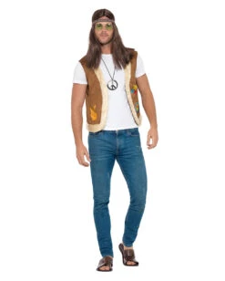 Hippie Weste Mit Print Und Kunstfell -FaschingFreude Verkäufe hippie weste mit kunstfell und print 60er jahre kostuemzubehoer 60s verkleidung fasching 35800 2