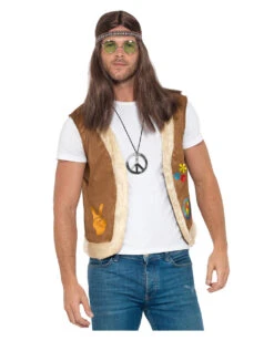 Hippie Weste Mit Print Und Kunstfell