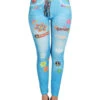 Blaue Hippie Leggings Mit Druck -FaschingFreude Verkäufe hippie leggings blau mit druck blaue stretch hose front 8802025