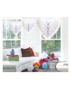 Herzdeko Aus Weißem Honigwabenpapier