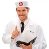 Arzt & Schwesternkappe Weiß-Rot