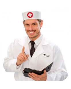 Arzt & Schwesternkappe Weiß-Rot