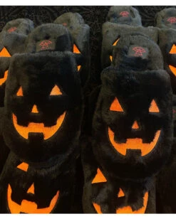 Schwarze Kreepy Kozy Jack Plüsch Hausschuhe