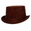 Brauner Kunstleder Zylinder -FaschingFreude Verkäufe kunstleder zylinder braun kostuem zubehoer halloween hut faux suede top hat brown 35614