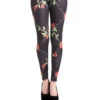 Schwarze Rosen Stacheldraht Leggings -FaschingFreude Verkäufe leggings mit rosen und stacheldraht motiv schwarze gothic hose fuer halloween 28412