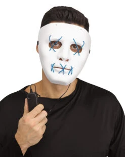 Leuchtende LED Maske Blau - Weiß -FaschingFreude Verkäufe leuchtende led maske blau weiss 37507