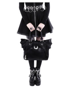 Mond Gothic Handtasche Mit Fledermausflügel -FaschingFreude Verkäufe moon bag gothic handtasche mit fledermausfluegel moon bag gothic handbag with bat wings 53770 04