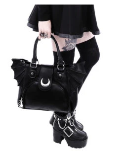 Mond Gothic Handtasche Mit Fledermausflügel -FaschingFreude Verkäufe moon bag gothic handtasche mit fledermausfluegel moon bag gothic handbag with bat wings 53770 05