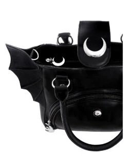 Mond Gothic Handtasche Mit Fledermausflügel -FaschingFreude Verkäufe moon bag gothic handtasche mit fledermausfluegel moon bag gothic handbag with bat wings 53770 06