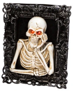 Nachdenkliches Skelett Mit Leuchtaugen Bild