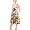 50er Jahre Kleid Mit Blumenprint Beige/schwarz