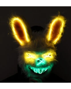 Beleuchtete Hasen LED Maske -FaschingFreude Verkäufe neon licht bunny maske neon light bunny mask halloween horror hasen maske 53434 2