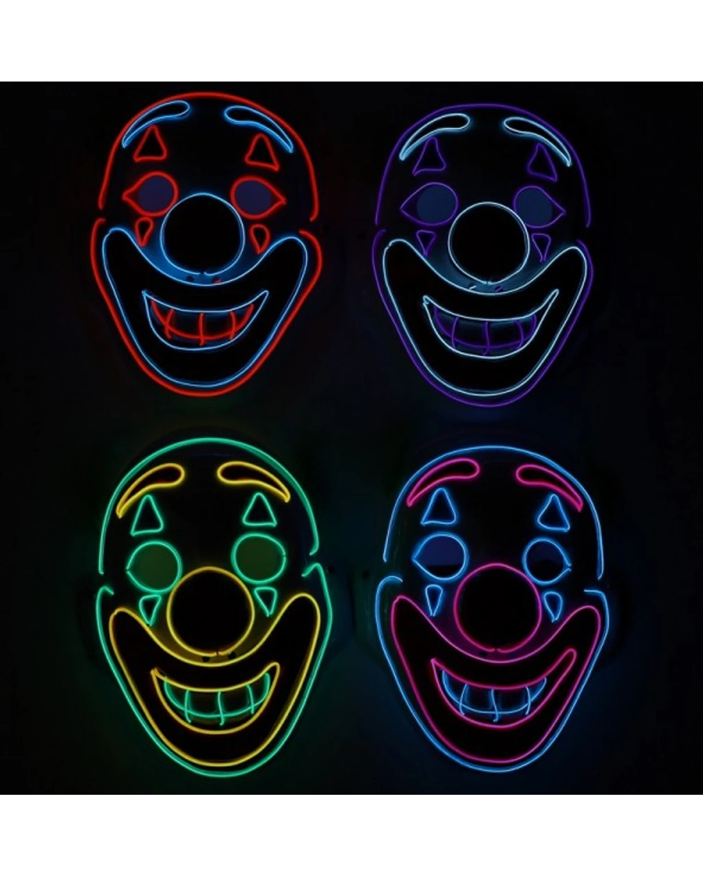 Beleuchtete Clown LED Maske 3 Beleuchtete Clown LED Maske