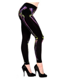 Leggings Mit Skelett Print -FaschingFreude Verkäufe neon skelett leggings punk leggings mit skelett aufdruck gothic fashion 660576 2