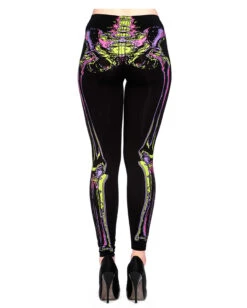 Leggings Mit Skelett Print -FaschingFreude Verkäufe neon skelett leggings punk leggings mit skelett aufdruck gothic fashion 660576 3