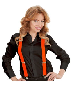 Neonorange Hosenträger -FaschingFreude Verkäufe neonorange hosentraeger neon orange suspenders 80er jahre kostuemzubehoer 24151 02