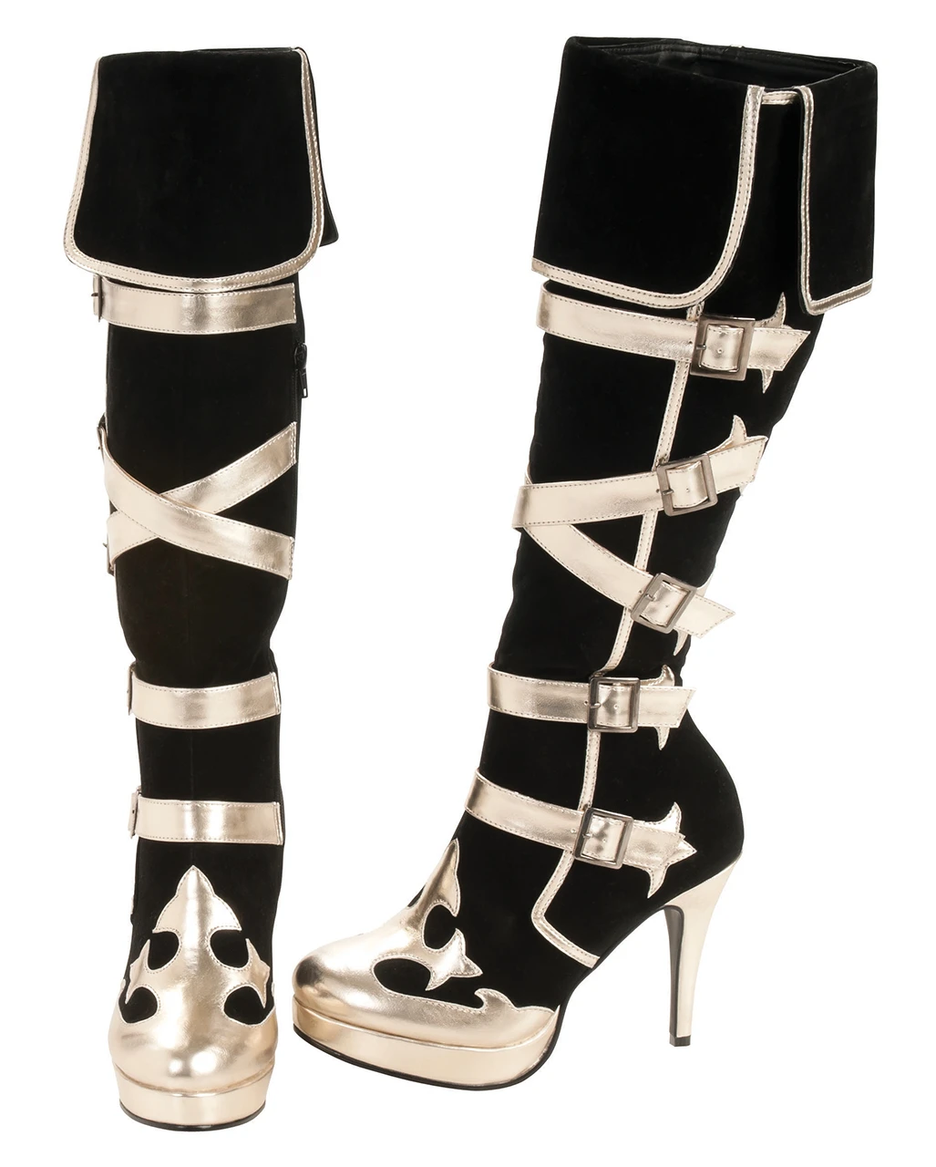 Gold-schwarze Piraten Stiefel 3 Gold-schwarze Piraten Stiefel