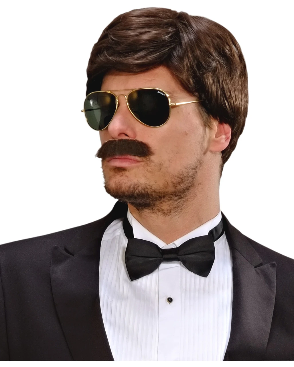 Playboy Herrenperücke Mit Schnäuzer Braun 4 Playboy Herrenperücke Mit Schnäuzer Braun – Bild 2