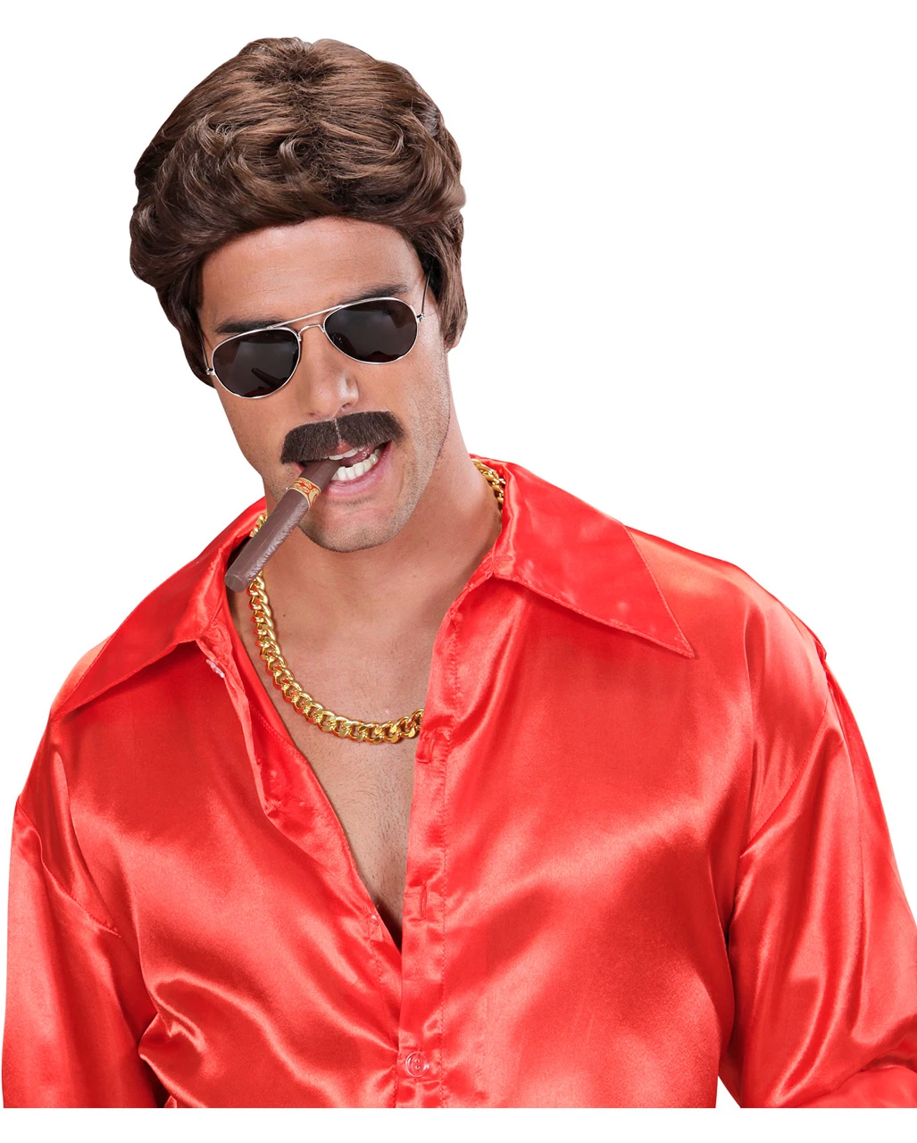 Playboy Herrenperücke Mit Schnäuzer Braun 5 Playboy Herrenperücke Mit Schnäuzer Braun – Bild 3